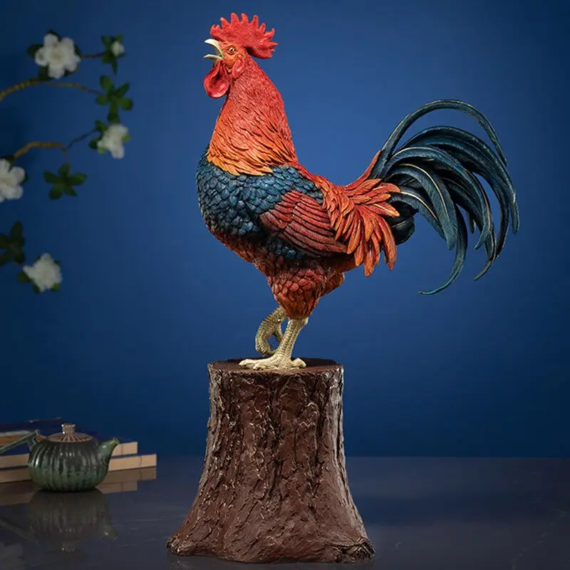 2023 GOOD LUCK Animal Mascot Auspicious Lucky COCK bronze ornament living room Company HOME BAR ZHAOCAI fortune success Statue