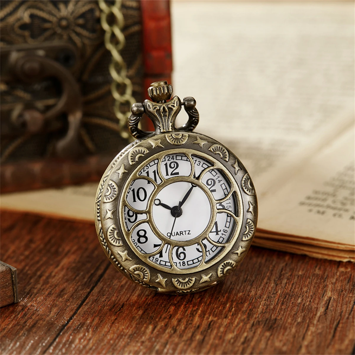 

medium sized Retro quartz clock men's pocket watch hollowed out men's pocket watch stars love owl eagle lock key pocket watch