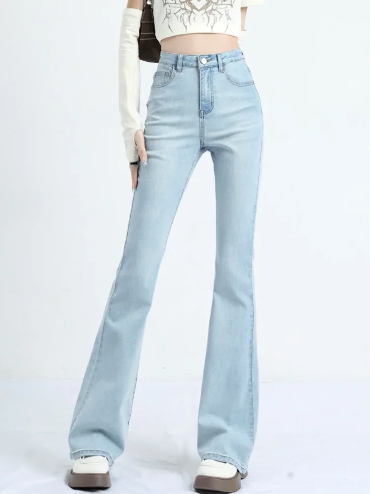 Flare Jeans Women Hotsweet Simple Age-reducing Korean Style Female Skinny New Spring Casual Streetwear Fashion High Waist Temper