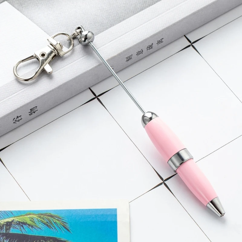 5pcs Beadable Ballpoint Pen with Keychain 1.0mm Pen Metal Stationery Pen Bead Rollerball Pen for School Office image 5