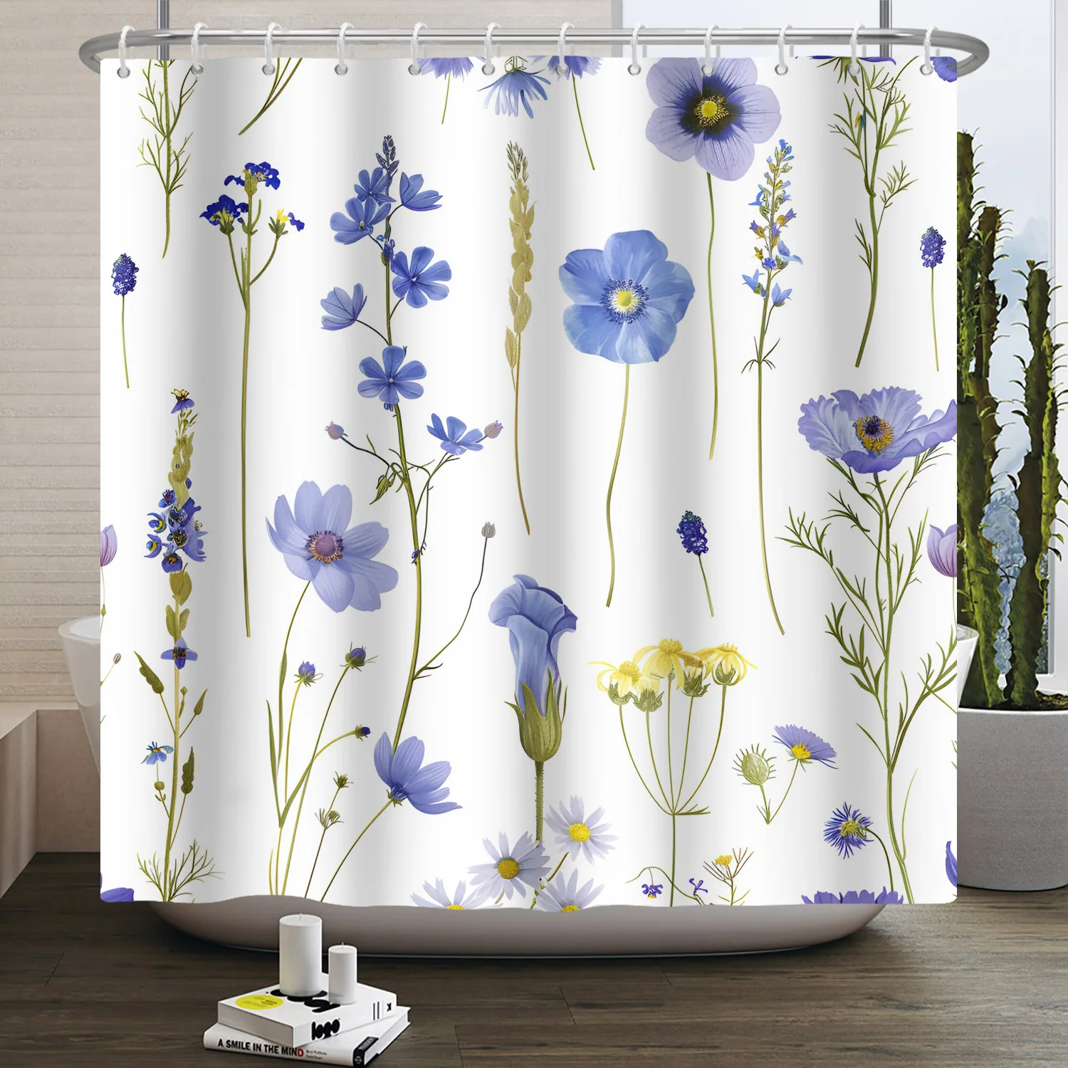 Bathroom Curtain with Fabric 180x180 Colorful Floral Spring Blossom Tree Boho Bathtub Waterproof Shower Curtains With Hooks