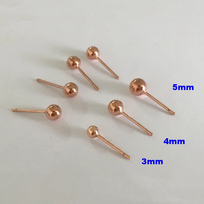 14K Roségold gefüllte Kugelpfosten-Ohrringe mit oder ohne Ring 3/4/5mm Ohrstecker Großhandel BULK DIY Schmuckzubehör