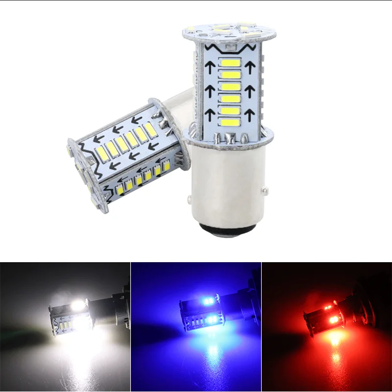 Ampoule LED Stroboscopique 1157 pour Feux de Stop Arrière de Voiture, Lumière de Jour Blanche et Rouge, P21W, BAY15D, 30SMD 4014, 1 Pièce