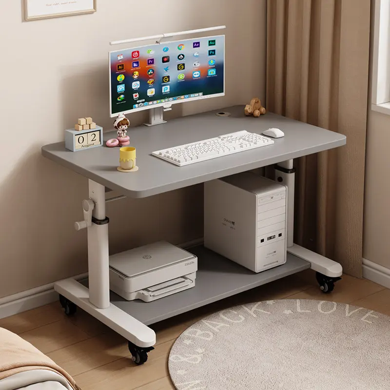 Heavy Duty Height Adjustable Carbon Steel Mobile Workstation with I Shaped Legs and Swivel Caster Table for Home Office Use