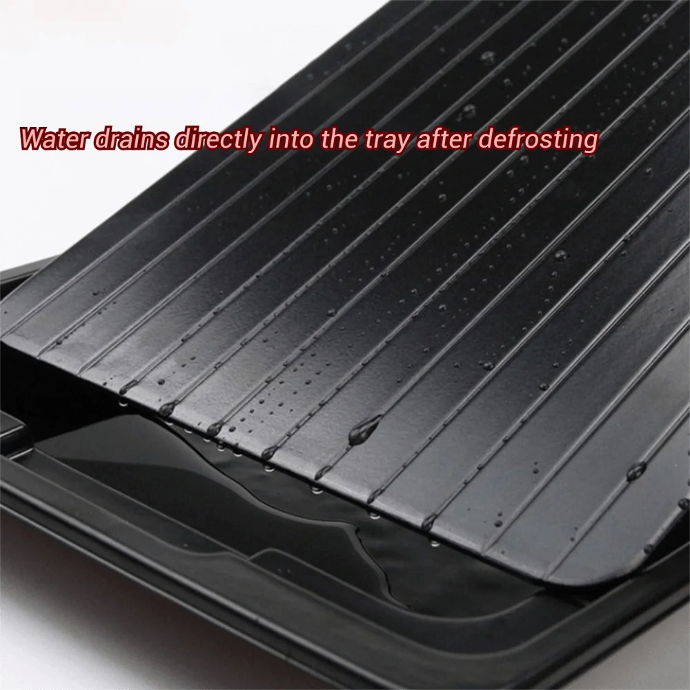 Aluminum Fast Defrosting Tray Black Rectangular Thawing Plate With Water Storage Box Meat Thaw Frozen Board Restaurants