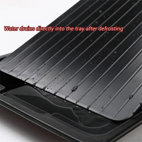 Aluminum Fast Defrosting Tray Black Rectangular Thawing Plate With Water Storage Box Meat Thaw Frozen Board Restaurants