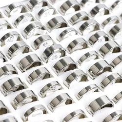 Wholesale 30/50/100/200Pcs/lot Fashion Smooth Stainless Steel Rings For Women Men Mix Size Simple Jewelry Party Gifts