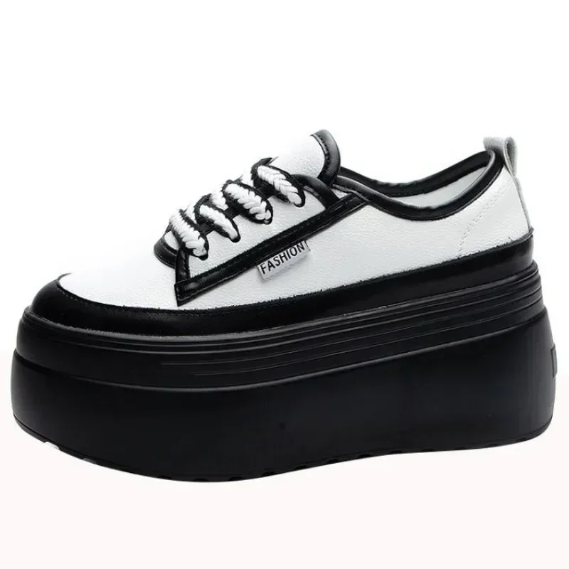 

Top quality 8cm Cow Genuine Leather Spring Casual Chunky Sneakers Women Vulcanize Shoes Wedge Platform Wedge Comfy Pumps Autumn