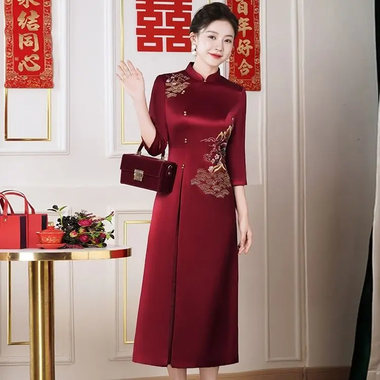 

Yourqipao плюс размер китайское платье Cheongsams для матери невесты для женщин, свадебное платье для выпускного вечера, Vestidos Elegantes Para Mujer