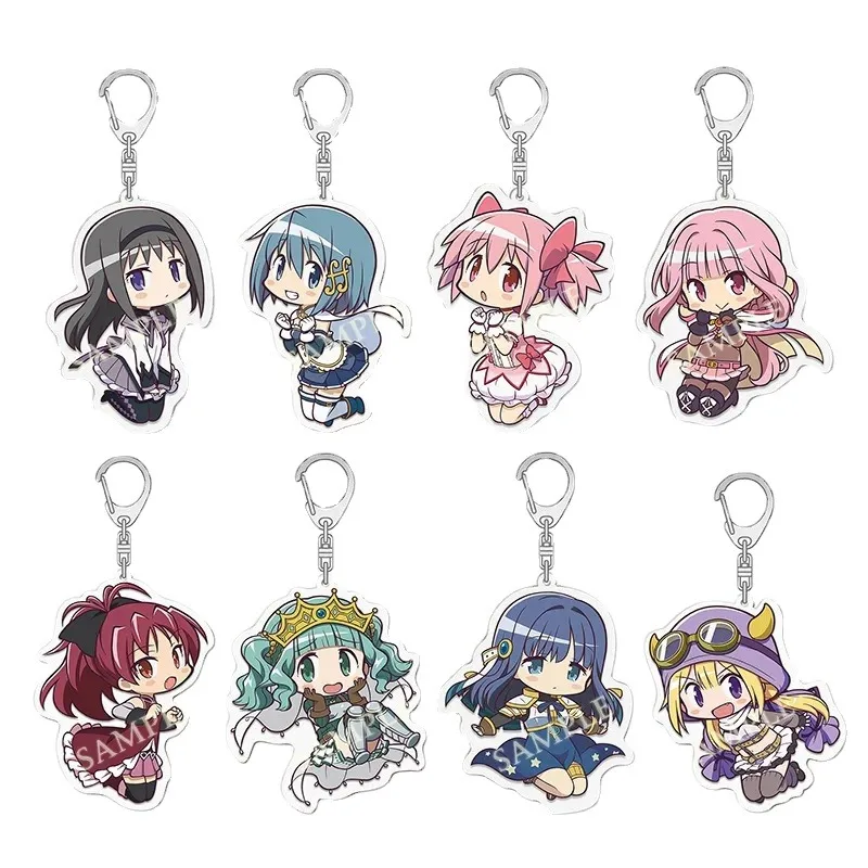 New Anime Puella Magi Madoka Magica Keychain Kaname Akemi Homura Miki Sayaka Tomoe Mami Kyoko Key Chain Women Men Gifts Jewelry