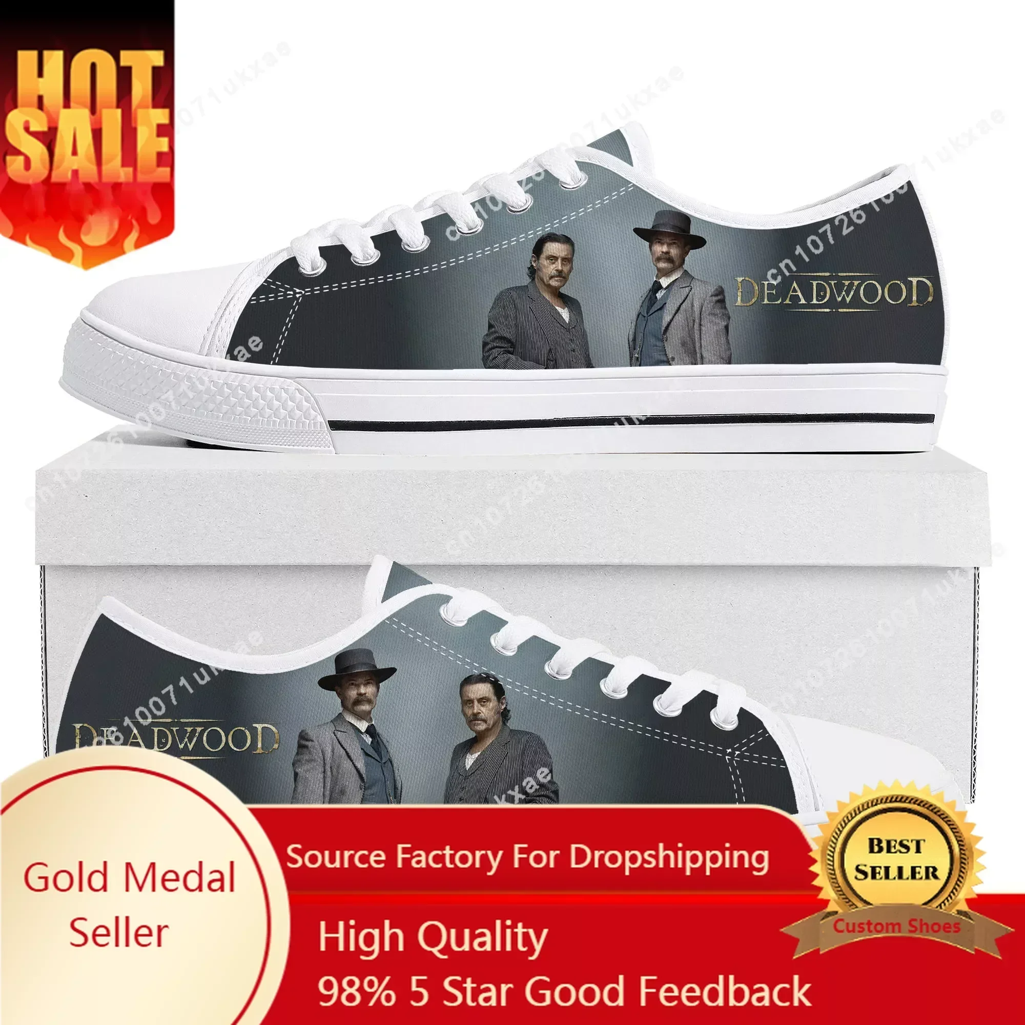 Deadwood Low Top Sneakers Mens Womens Teenager Timothy Olyphant Ian McShane Canvas Sneaker couple Casual Shoes Custom Made Shoe