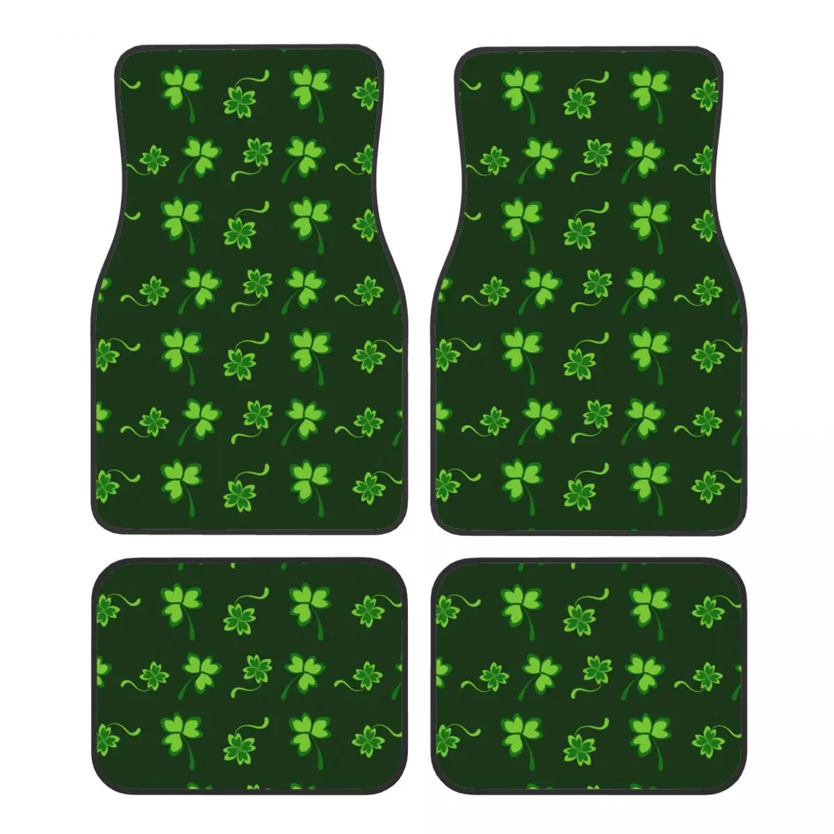 Saint Patricks Day Four Leaf Clover Floor Mats for Cars All-Weather Anti-Slip Floor Mats Liner Full Set Car Accessories