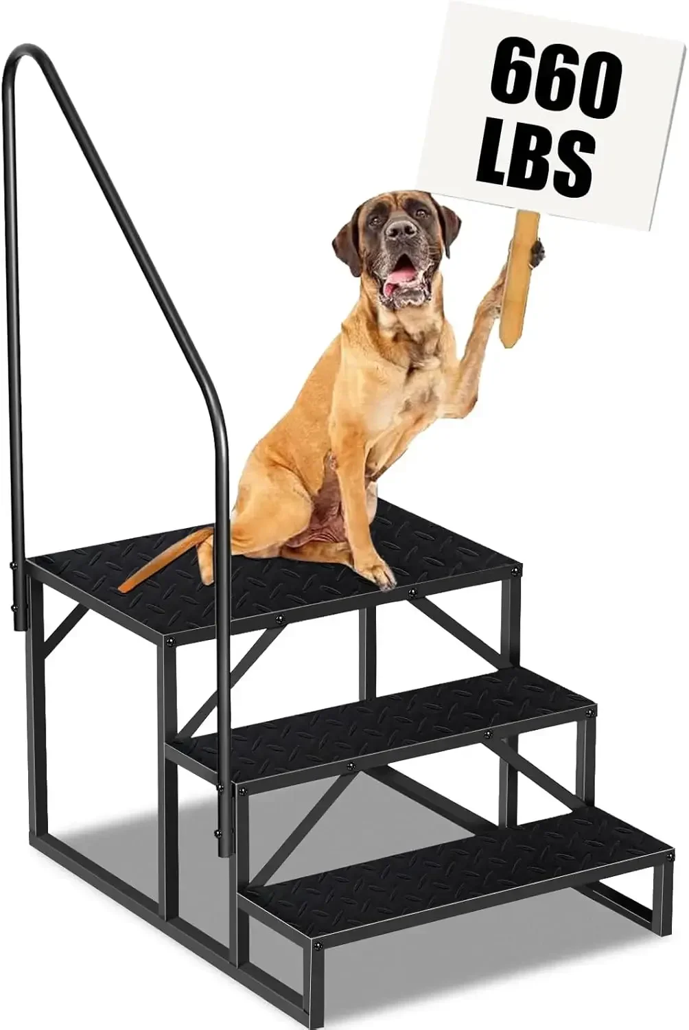 

RV Step Stool, 3 Step Ladder, Hot Tub Steps with Handrail, Portable Pool Ladder, 660Lbs Heavy Duty Ladder Shelf Outdoor Mobile H