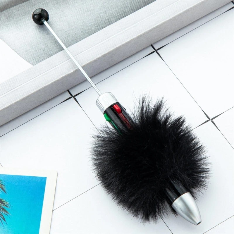 6Pcs Beadable Kugelschreiber Mehrfarbige Kugelschreiber Plüsch Ball Beadable Stift für Student Junge Mädchen Belohnung Geschenk