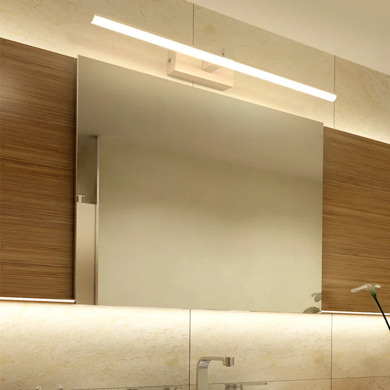 Simples e moderno, banheiro led interno, luminária de parede com espelho doméstico