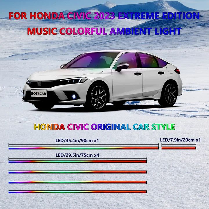 

Для Honda civic 10P 2023 года Accord автомобильное окружающее украшение атмосфера лампа 64 цвета RGB симфония интерьер автомобиля скрытая светодиодная лента