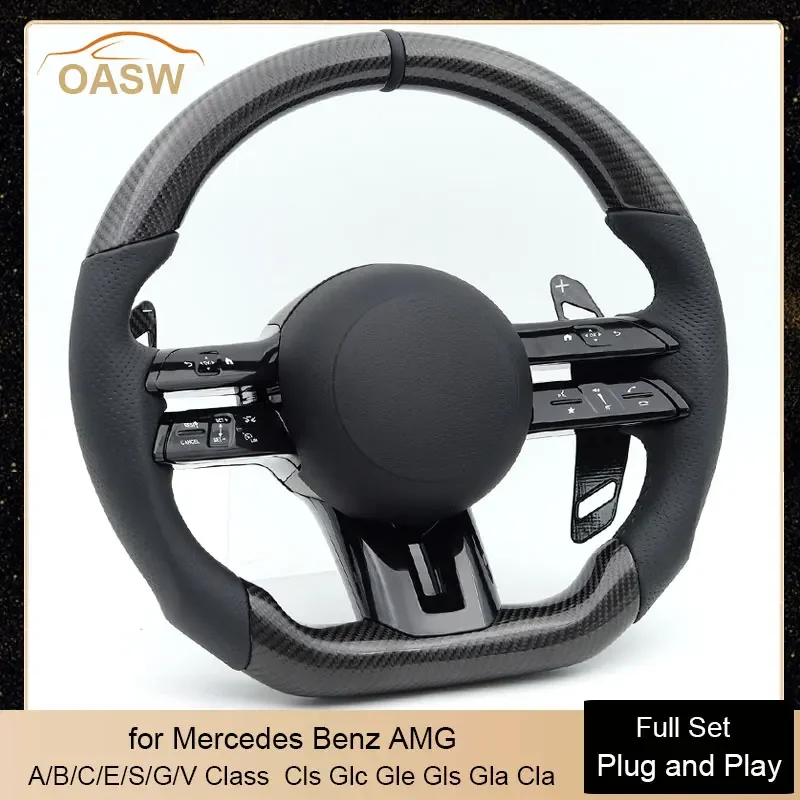 

Carbon Fiber Car Steering Wheel for Mercedes Benz AMG W205 W204 W177 W213 W221 E63 S63 CLA CLS W212 W213 W216 W222 E300 E400