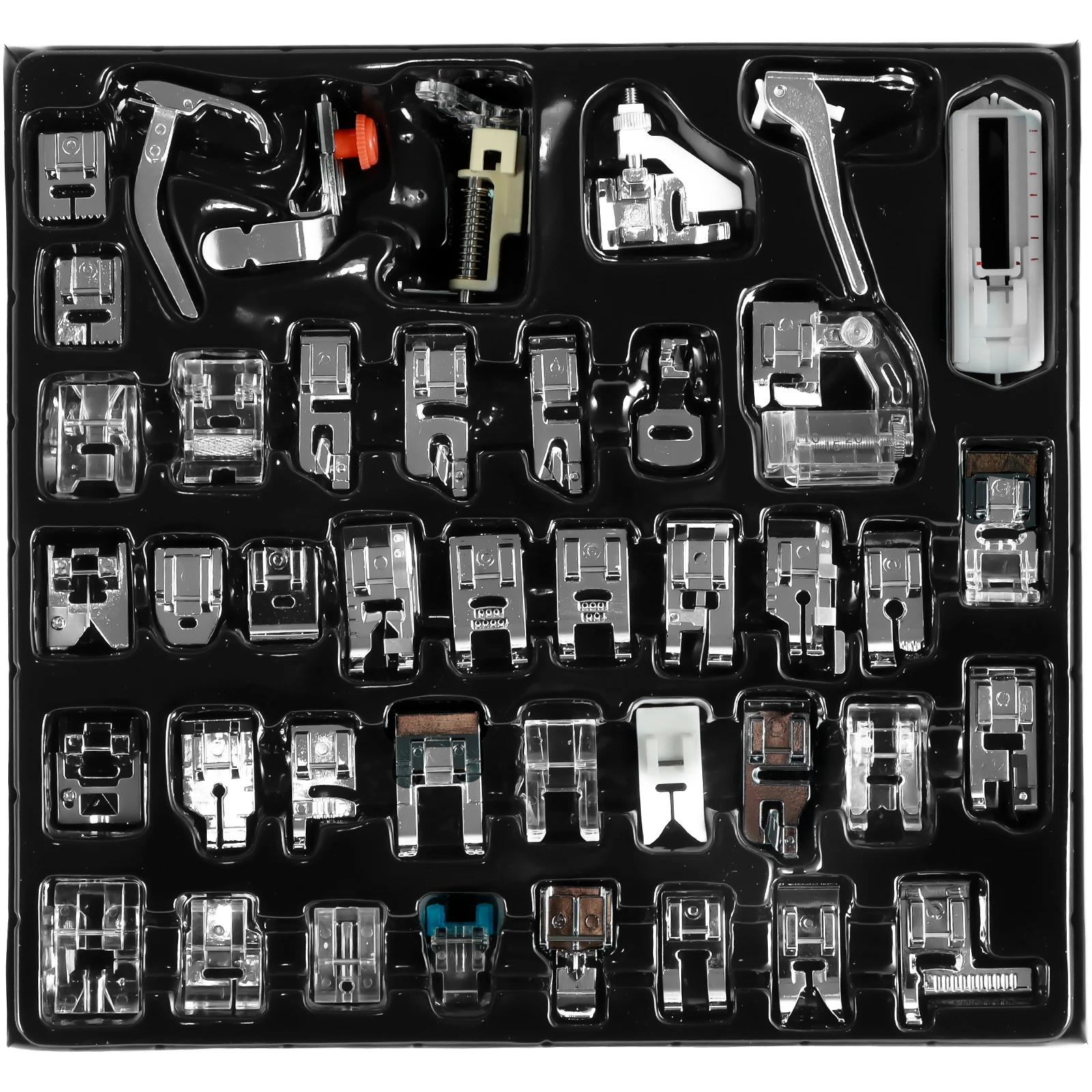 

42/48Pcs Sewing Machine Presser Feet Kit Zinc Alloy Presser Foot Accessories Professional Stitch Guide Foot Open Toe Foot