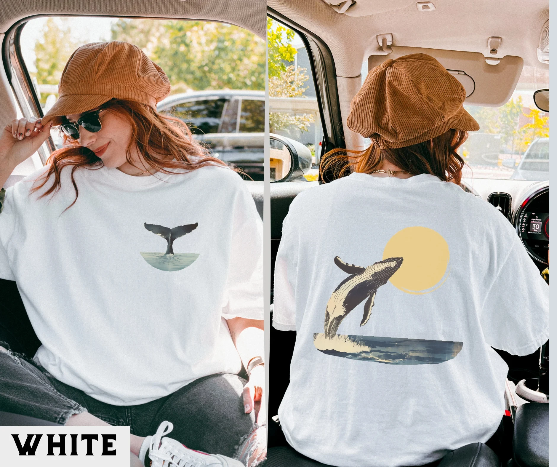 Summer Women's Vintage Whale Graphic T-shirt Cotton Streetwear Oversized Loose Casual Short Sleeve Suitable for All Seasons