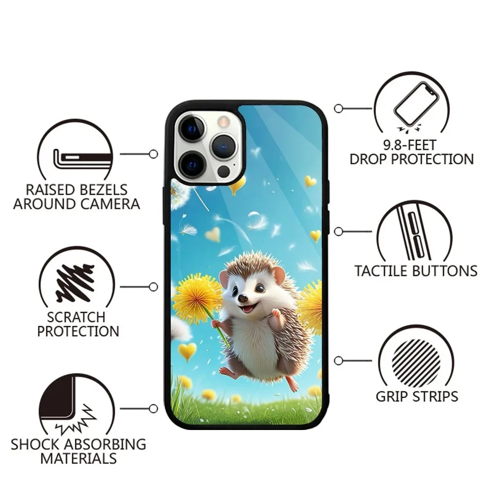 Animal Hedgehog Cute Phone Case For iPhone 15,14,13,12,11,Plus,Pro,Max Mini Magsafe Magnetic Wireless Charging