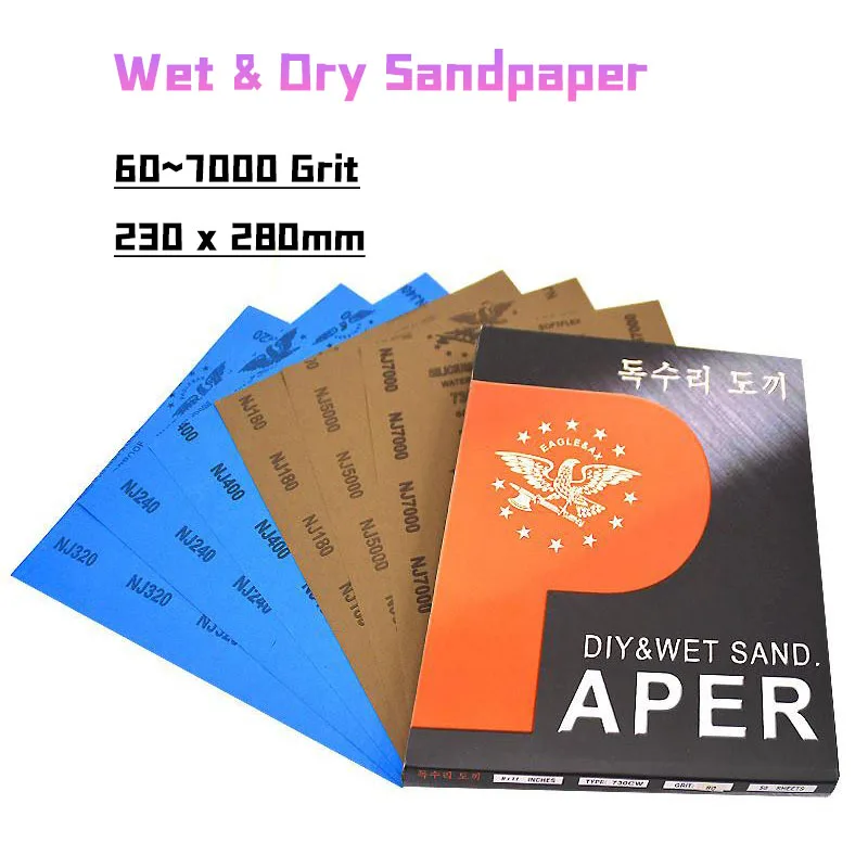 230 x 280mm 60~7000 Grit Sandpape Wet & Dry Polishing Sanding  Abrasive Sandpaper for Wood Metal Polishing Automotive Sanding