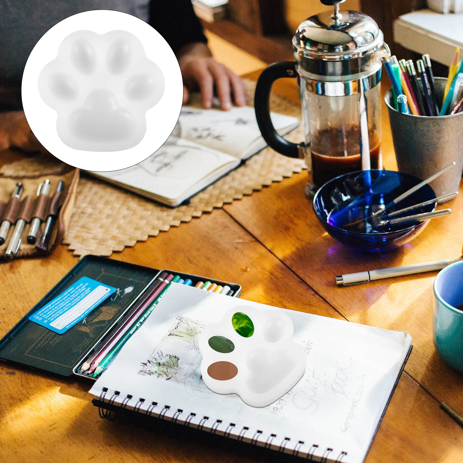 

Cat Paw Shape Small Silicone Paint Palette Portable Color Mixing Tray for Watercolor Gouache Acrylic Oil Painting Art Supplies