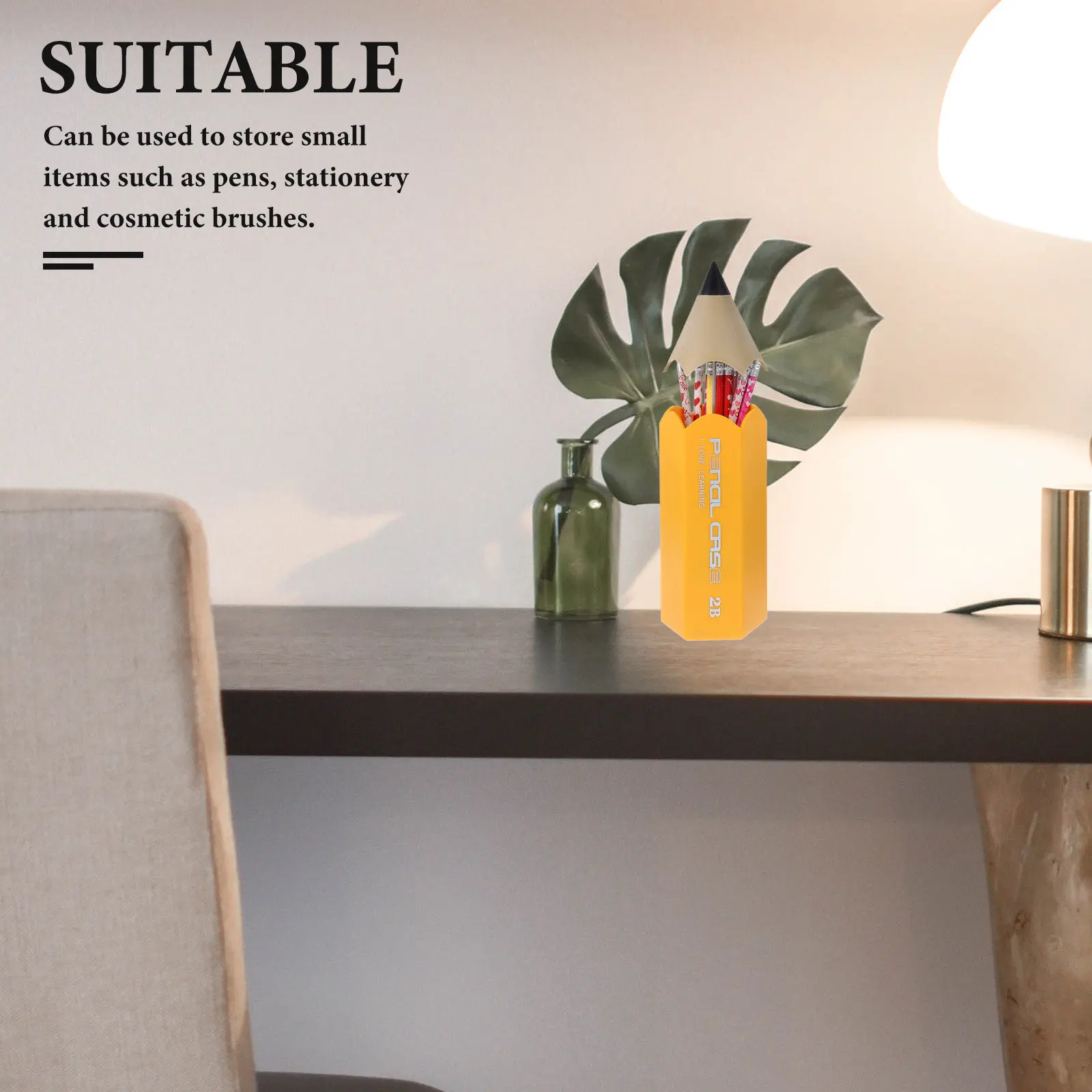 Pencil Shape Pen Holder Stationery Organizer Desk Storage Makeup Brush Cup Creative Pencil Container Classroom Pen Dispenser