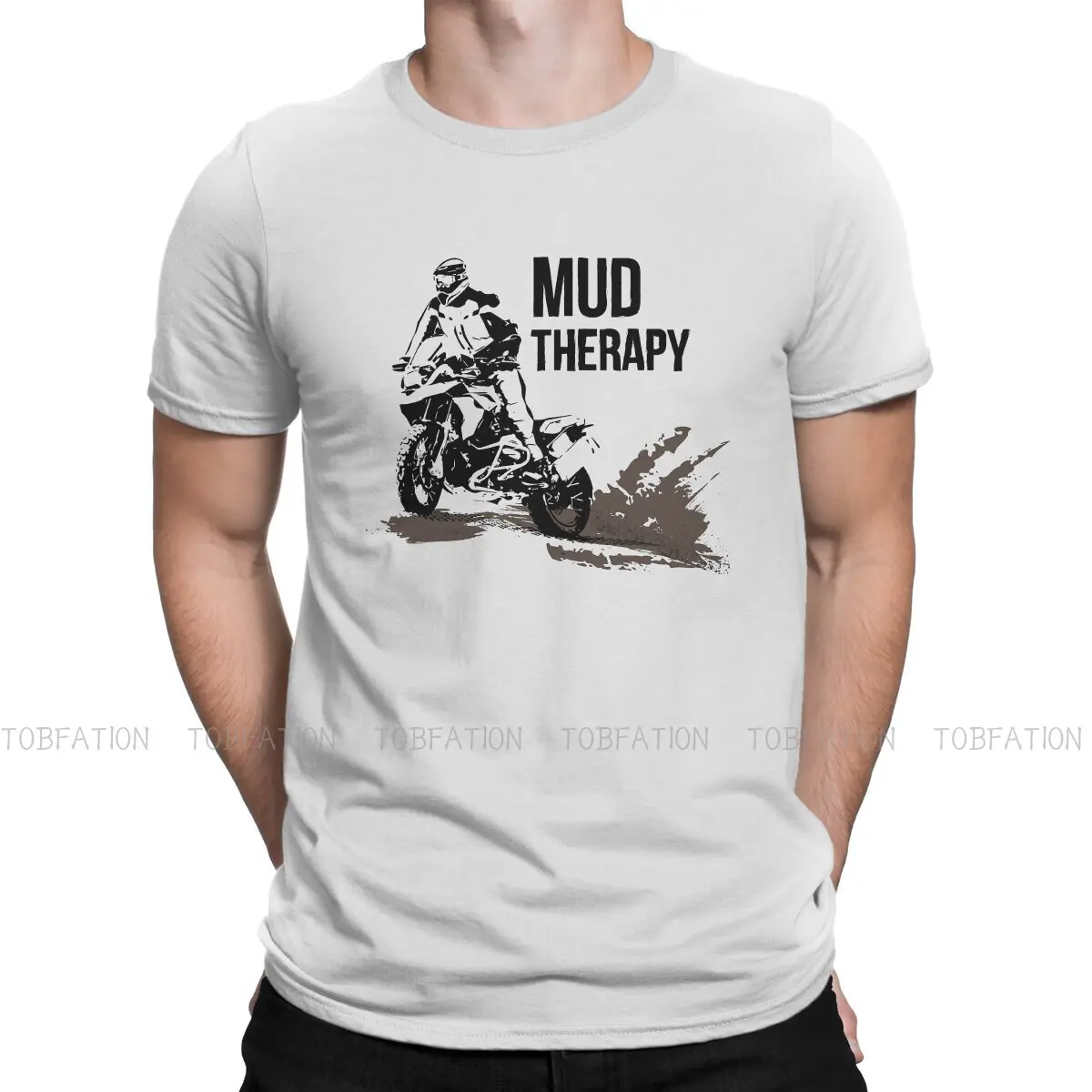 Adventure Motorcycle Tour Mud Therapy  Tshirt Harajuku Grunge Men's Streetwear Tops Big Size Cotton Crewneck T Shirt