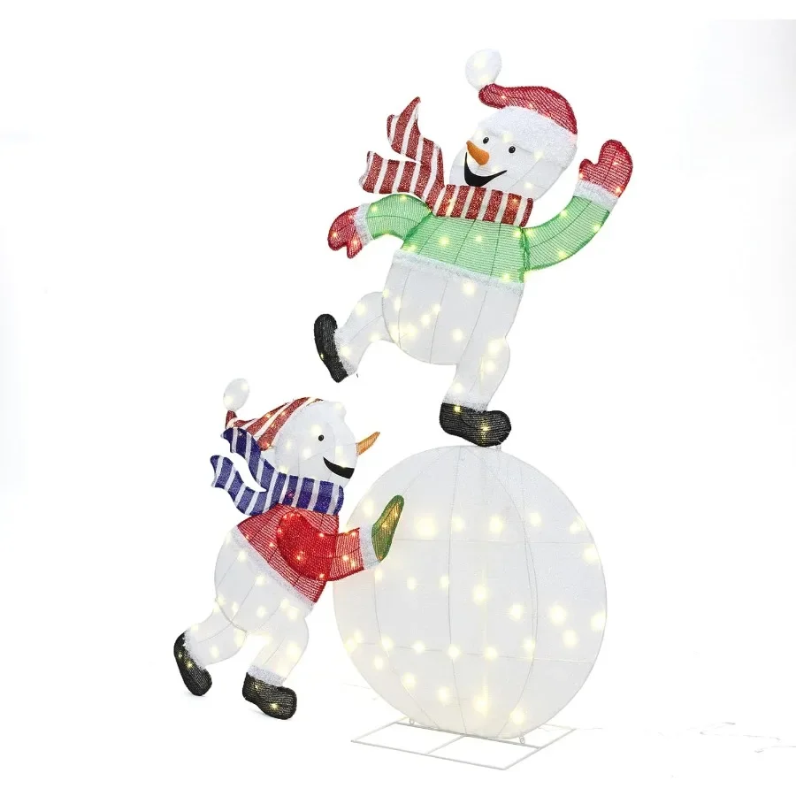 LuxenHome 5.5FT مضاءة ثلج في الهواء الطلق زينة عيد الميلاد 2D تضيء ثلج على كرة الثلج زينة عيد الميلاد مع 140 LED ضوء #5