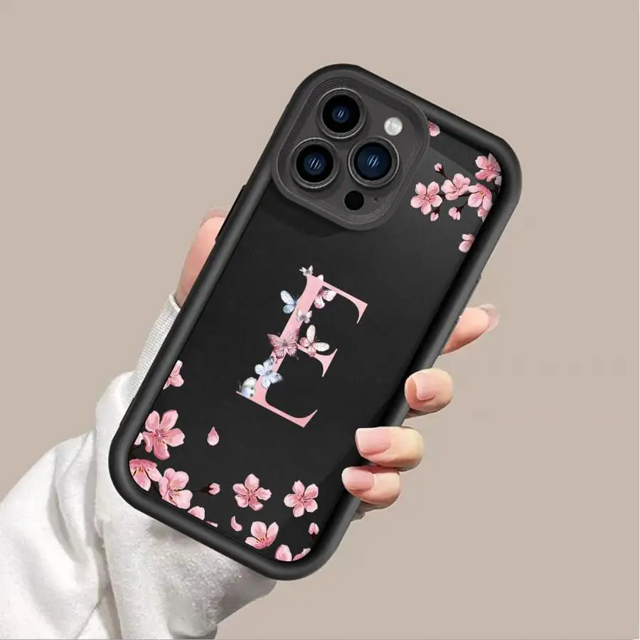 حافظة لهاتف أبل آيفون 11 15 برو ماكس 14 بلس 13 12 16 مقاومة للصدمات من السيليكون غطاء هاتف فوندا على شكل زهرة حرف A B Shell #3