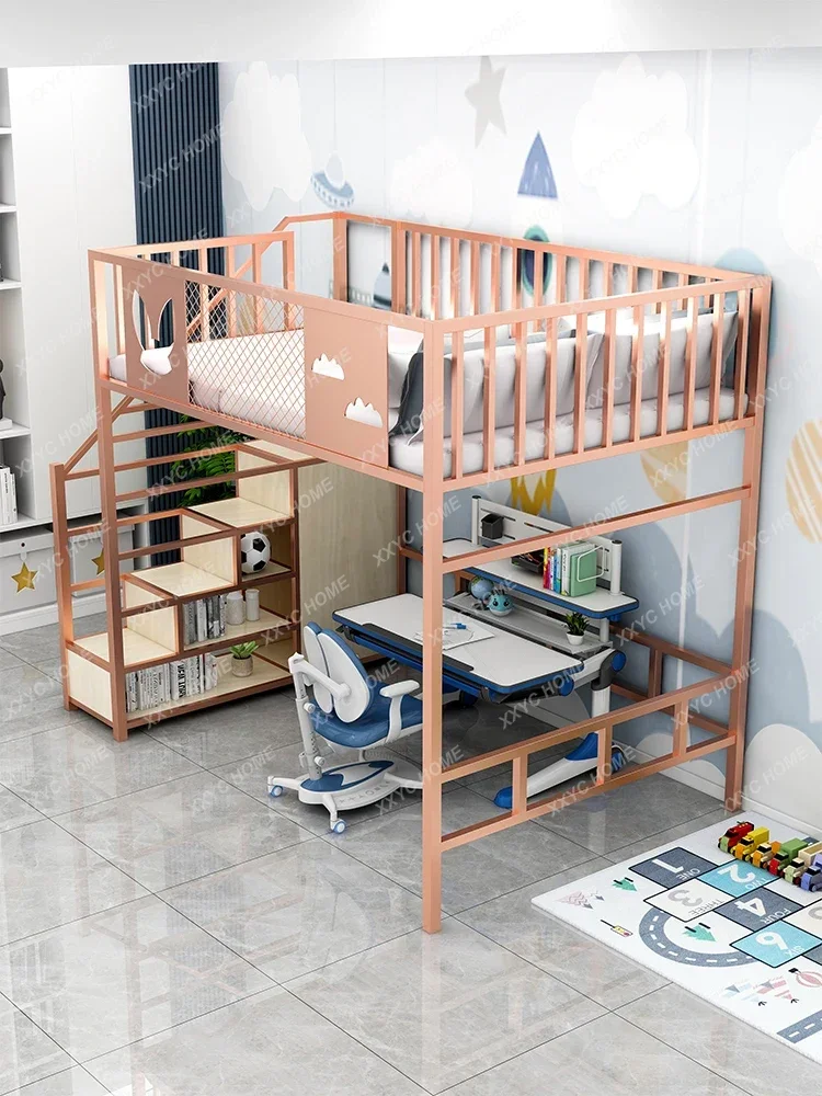 A  Elevated bed, empty under the bed, wardrobe dislocation combination step ladder loft bed, small apartment combination