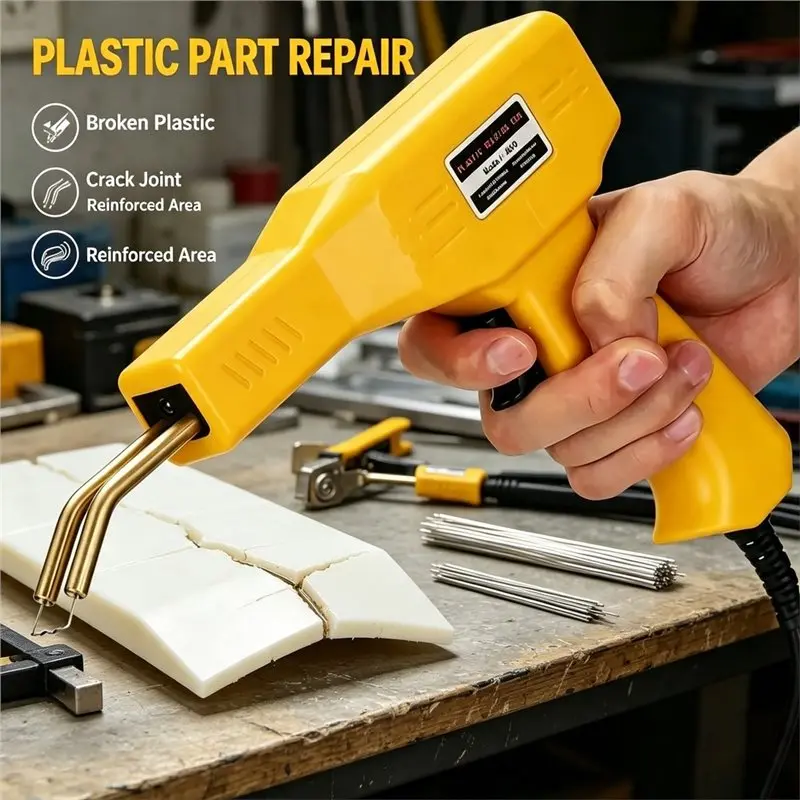 A95E-Plastic Welder Kit,600PCS Staples, Hot Stapler, Welding Gun, Car Bumper Repair Kit EU Plug