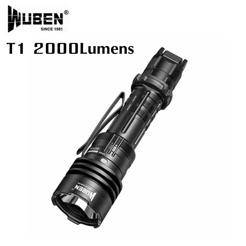 

WUBEN T1 Tactical Rechargeable Flashlight 2000Lumens 498 Meters Long Beam Distance Waterproof Flash Light for Camping Emergency