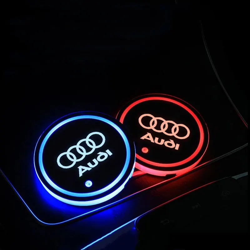 Car LED Cup Holder Light Mats Coasters Atmosphere Light For Audi a3 8p a4 b8 a6 c7 a3 a4 b9 a3 8v a4 b7 a4 b6 a5 q5 Accessories
