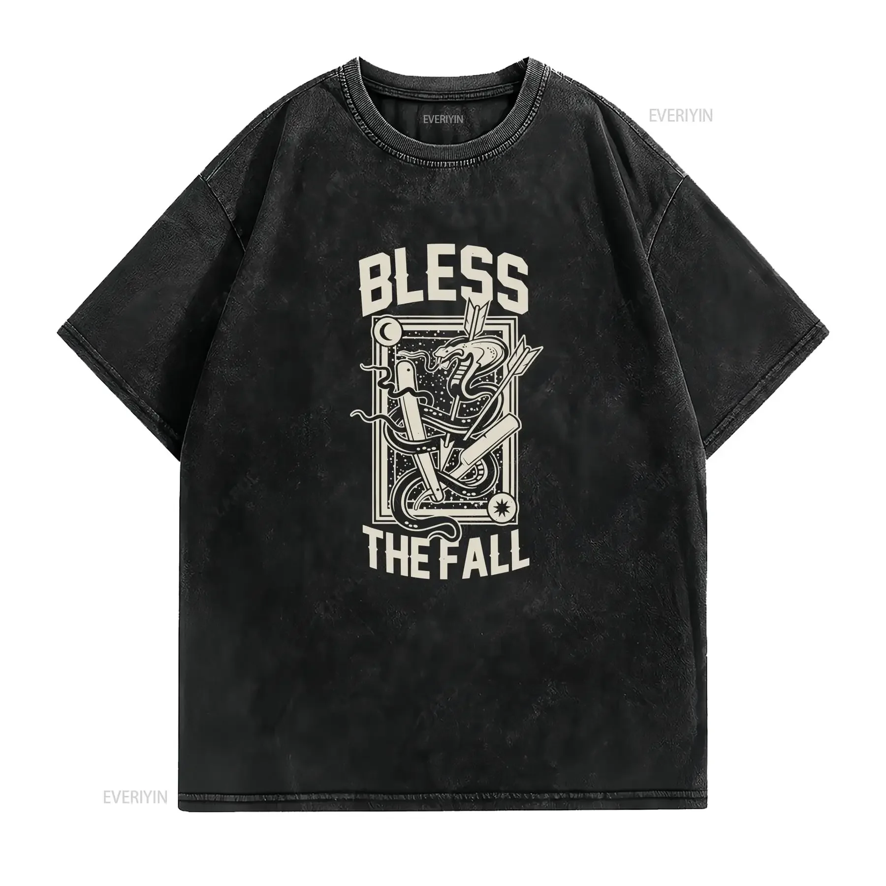 Retro BlessTheFall Black Cotton All size S 5XL For Fans T shirt HD179 vintage Washed fashion Stretched designer clothes