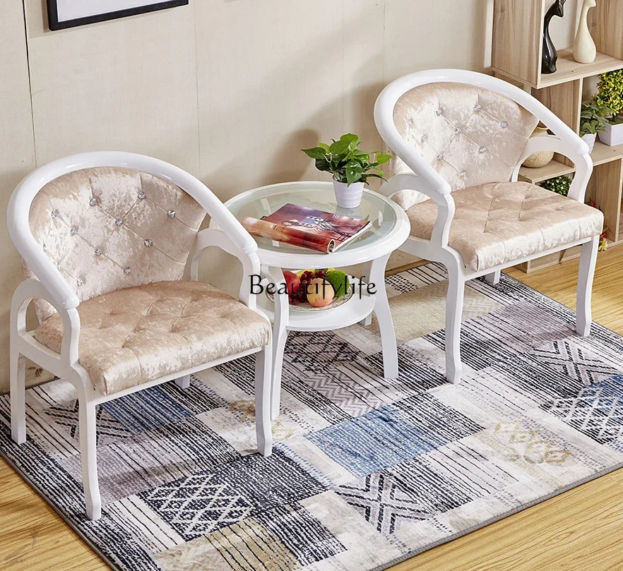 

LBalcony Small Table and Chair Combination Leisure Tea Table Three-Piece Bed & Breakfast Hotel Solid Wood Bedroom Sofa