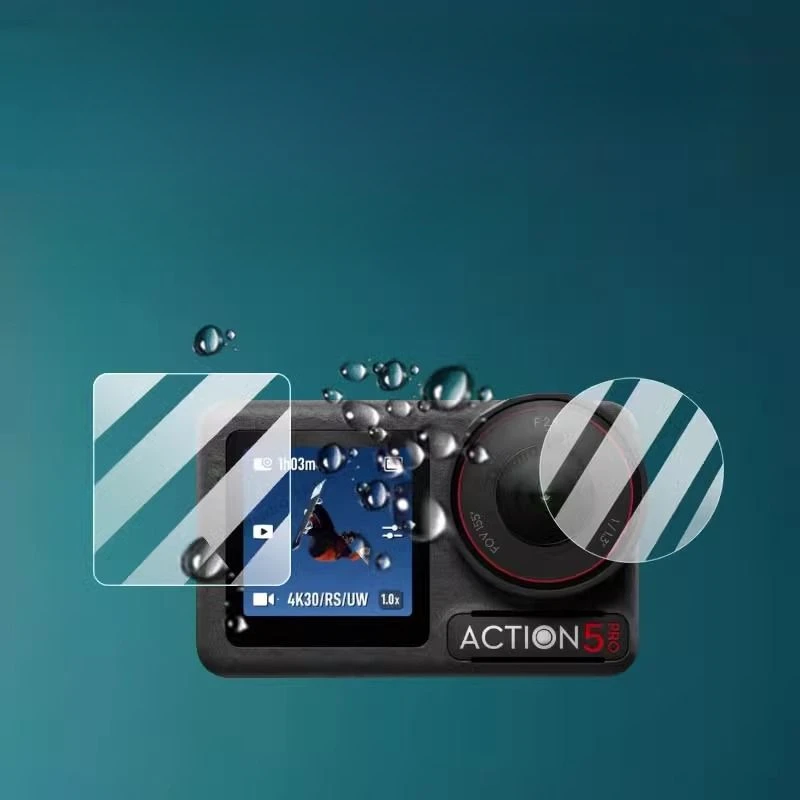 1Set Tempered Glass for DJI Action5 Pro Action5Pro Camera Screen Protector Full Cover Camera Lens LCD Display Screen Film