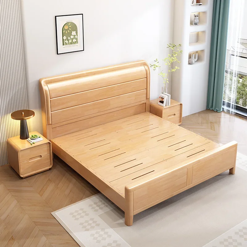 

Factory direct sales solid wood bed brand Nordic simple European e****my light luxury modern simple European rubber wood senior