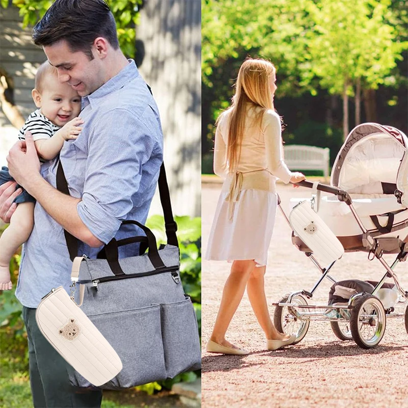 قطعة واحدة من حقيبة نقل حليب الثدي القطنية، حقيبة زجاجات الأطفال المعزولة، حامل زجاجات الأطفال الحراري، نمط الدب الرائع، سهل التنظيف