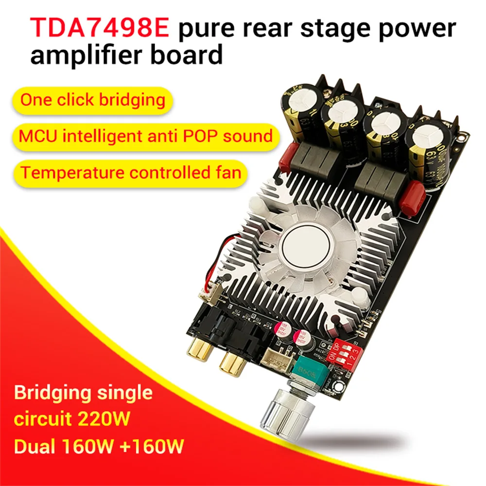 

DC15-35V ZK-1602 Pure Rear Digital Amplifier Board 160W*160W Bi-Channel Hi-Fi Stereo / 220W Mono TDA7498E Chip With Cooling Fan