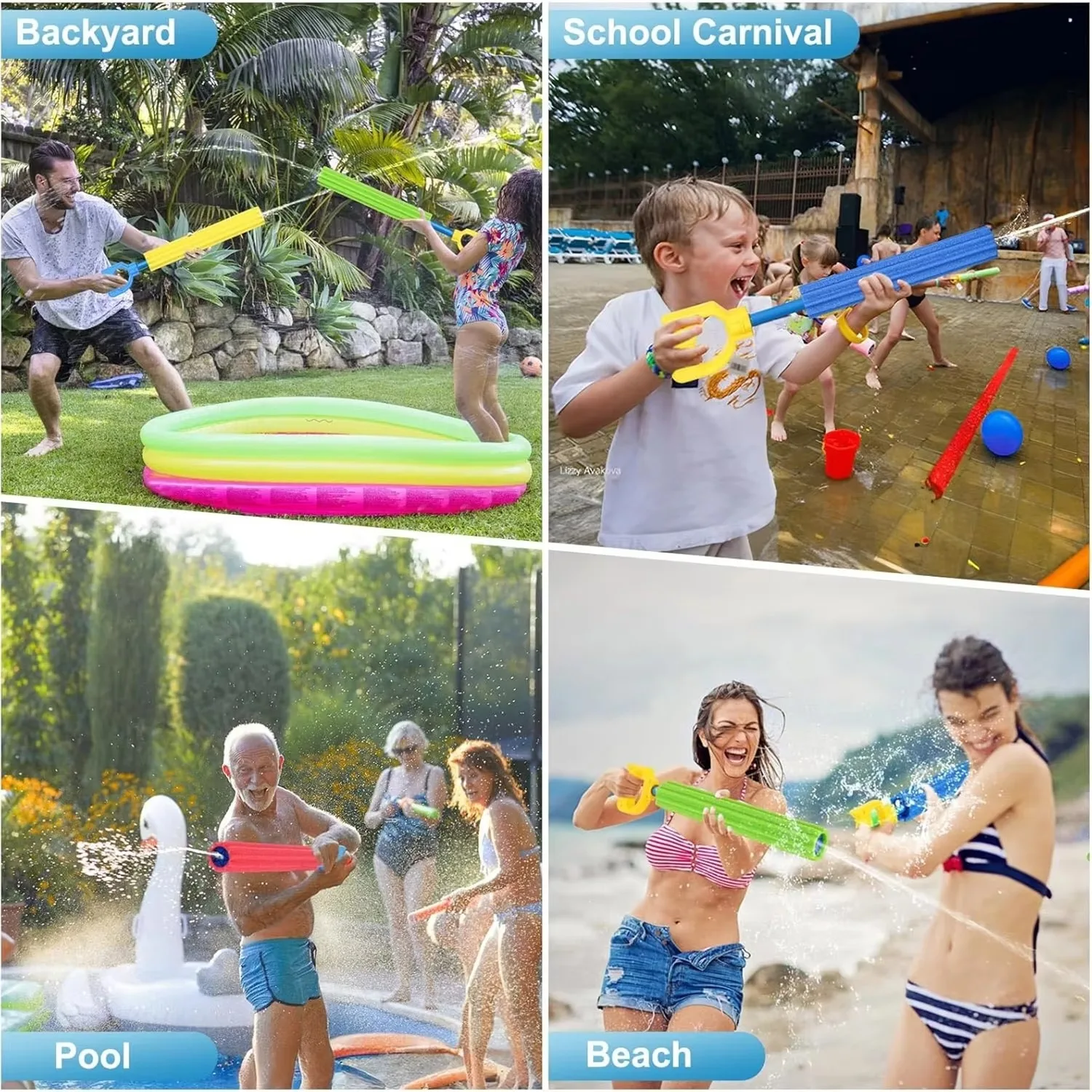 Wasserpistolen für Kinder und Erwachsene – 40 Fuß Super-Soaker-Blaster für Spiele im Freien, Sommer, Pool, Strand, Hinterhof-Wasserschlachten, Familienspaß