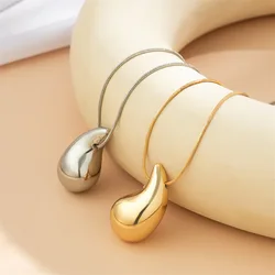 New Fashion Gold Color Necklace For Women Jewelry Metal Vintage Waterdrop Pendant Necklace Birthday Gift