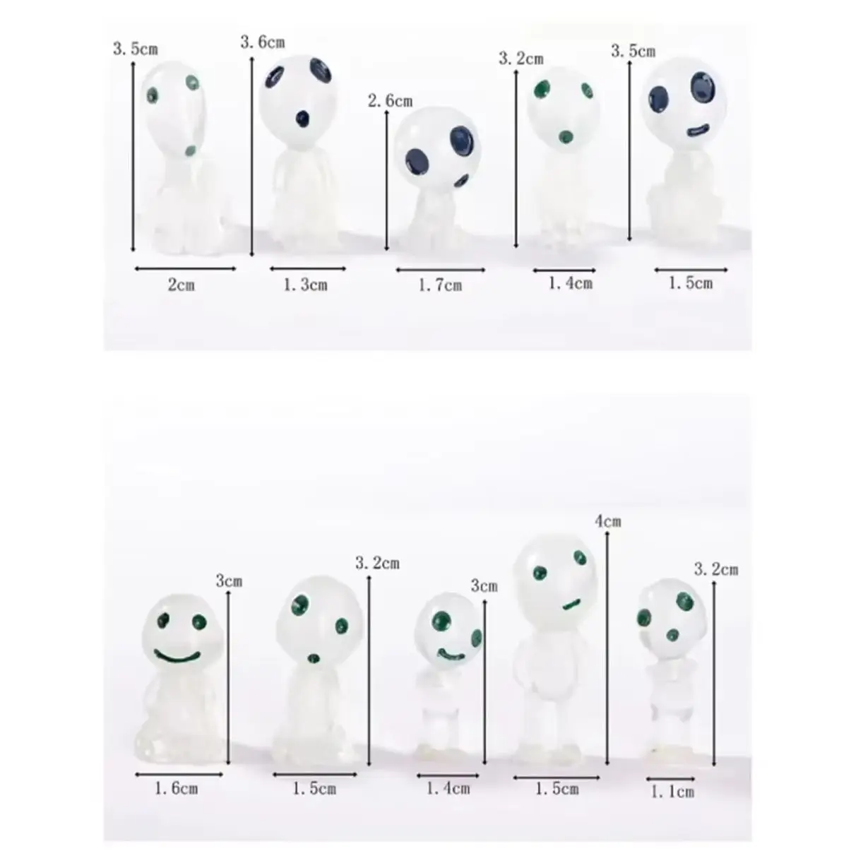 10 pieces of luminous alien micro landscape resin small ornaments, outdoor micro decorative dolls, desktop decorations