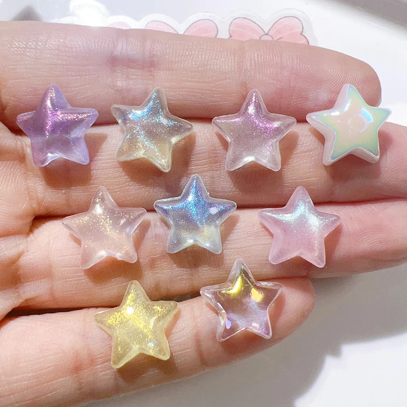 20 Pcs New Mini Kawaii Cartoon Shining Aurora Star Pentagram Resin Scrapbook Diy Jewelry Wedding Hairpin Decorate Accessories