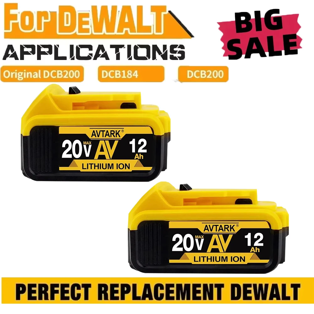 

DCB200 Battery Compatible with dewalt power Tools 12Ah rechargeable electric tool Lithium batteries 20Volt 12Ah