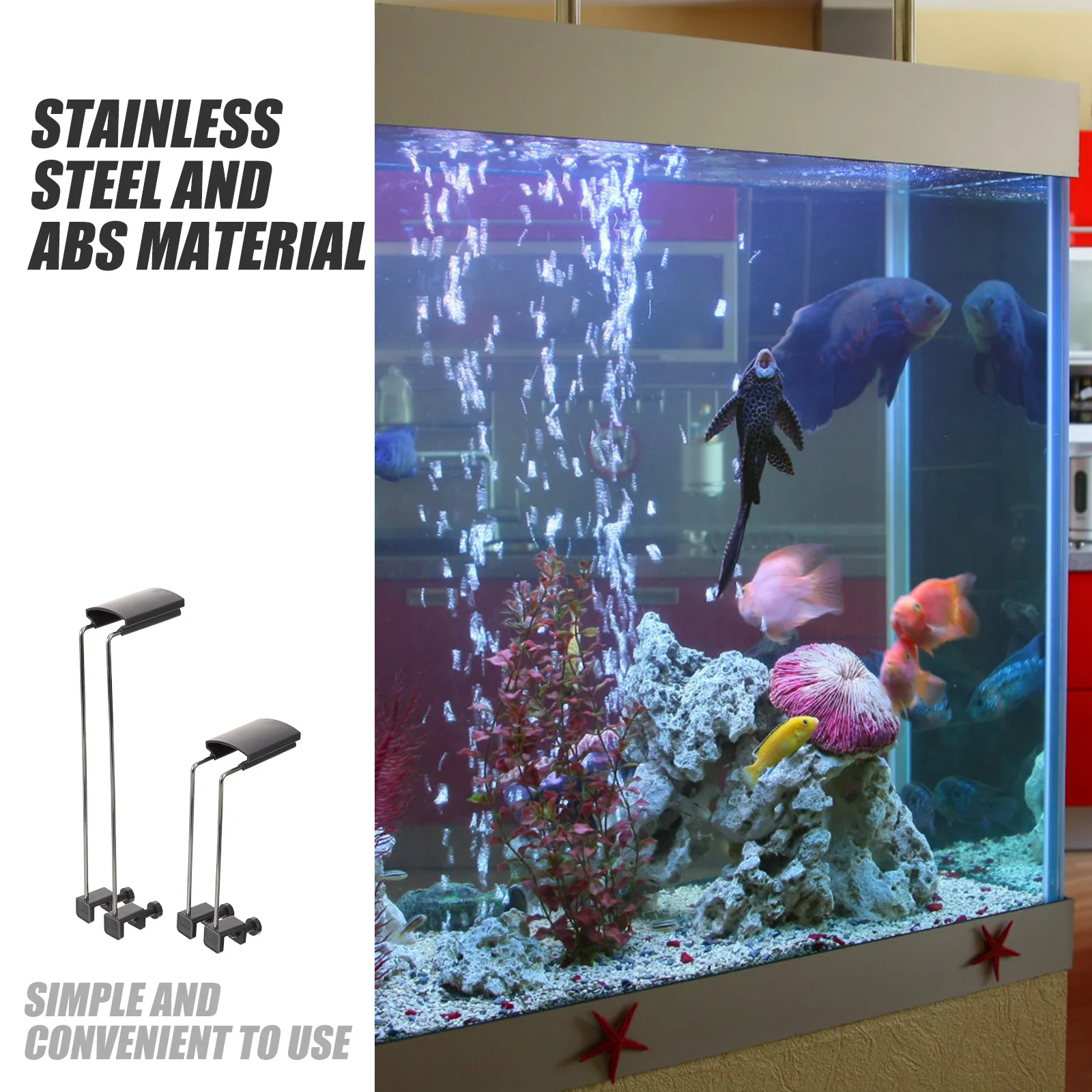 

2Pcs Durable Aquarium Light Bracket Adjustable Height Fish Tank Accessory Plastic Lamp Stand Easy Install Fish Tank Accessories