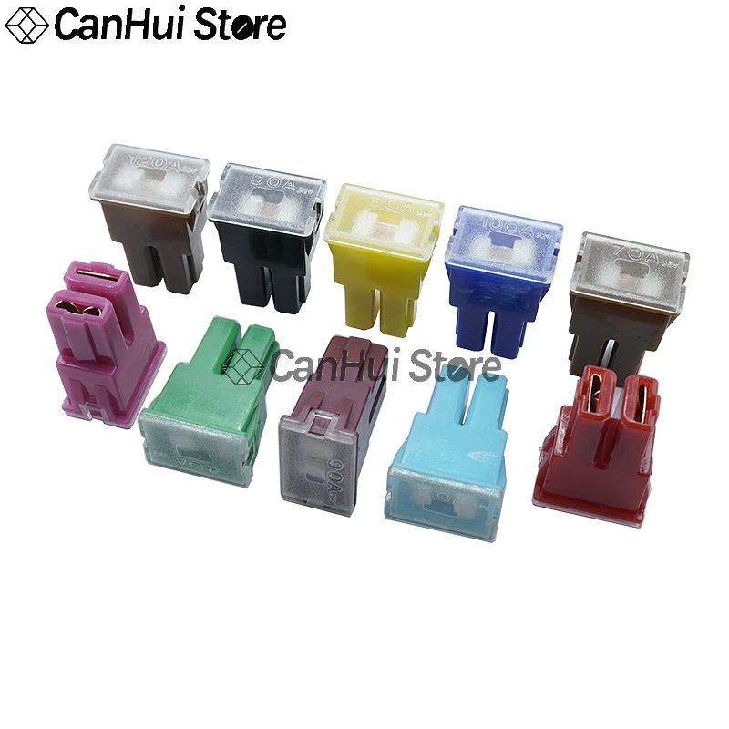 2pcs Square Car Fuse Box Waterproof Socket 32V DC Connecting Type Fuse 20A 30A 40A 50A 60A 70A 80A 90A 100A 120A