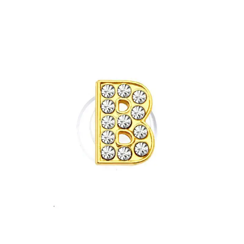 Gouden Letters Kristal Diamant Legering Bedels Accessoires Mode Zachte PVC Schoenen Gesp Kids Decoratie Ontwerp Groothandel 1 Stuks