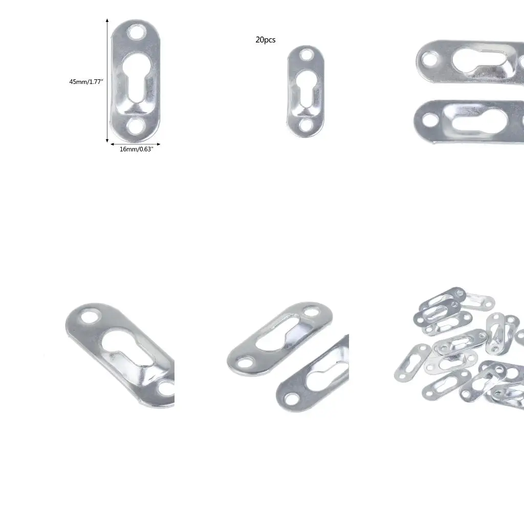 20 Pcs Metal for Key Hole Hanger with Slot Single Keyhole Picture Hanger Fasteners Brackets Bathroom Cabinet Accessories