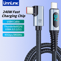 Unnlink USB Type C 4 Cable 40Gbps Data 240W Fast Charging Chip LCD Compatible Thundebolt 4 for iPhone 15 Macbook Samsung